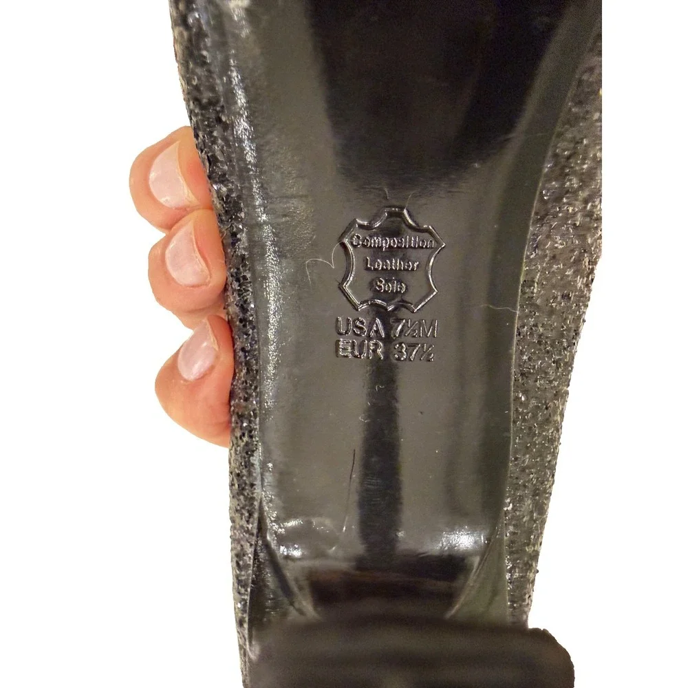 Nina - Black Sparkle Glitter Bling Pumps - 4.25